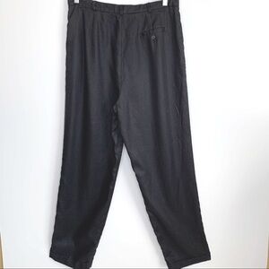 Lauren Ralph Lauren Black Linen Pleated Front High Rise Lined Trousers Pants 14